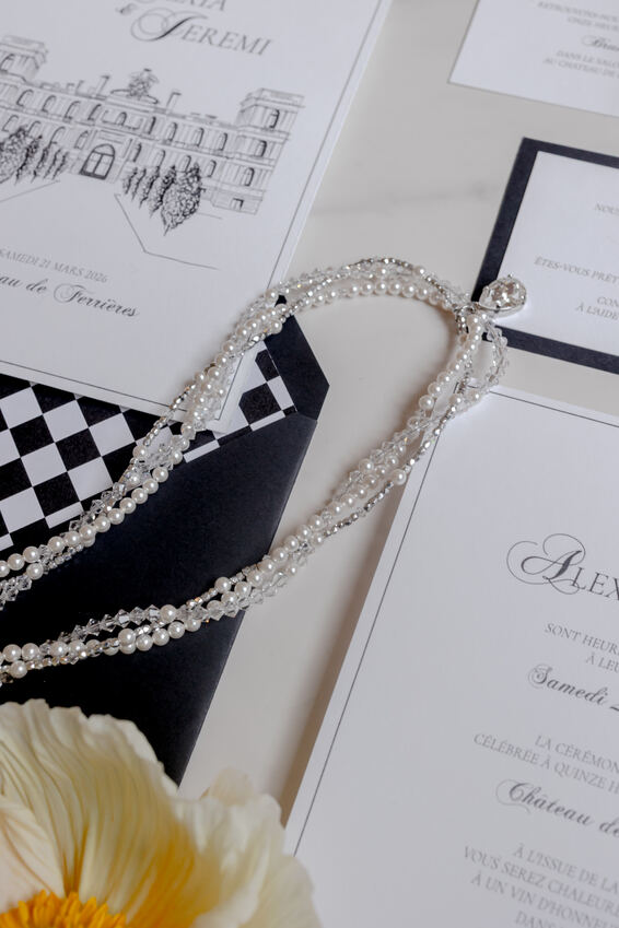 Papeterie de mariage illustr&eacute;e, photo de r&eacute;alisation