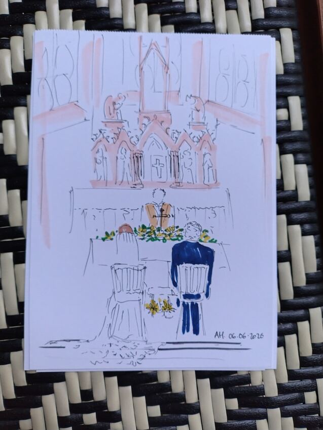Portrait live sketching d&rsquo;invit&eacute;s de mariage