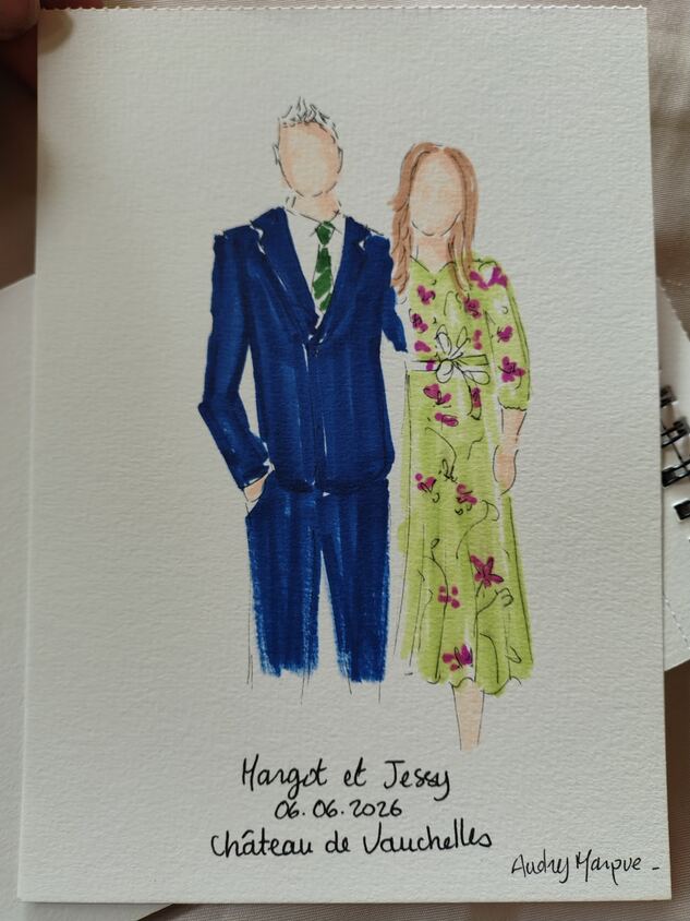 Papeterie de mariage illustr&eacute;e, photo de r&eacute;alisation