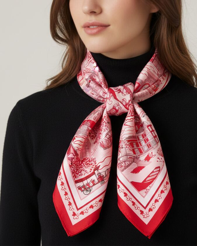 Foulard sur-mesure illustr&eacute;, photo de r&eacute;alisation