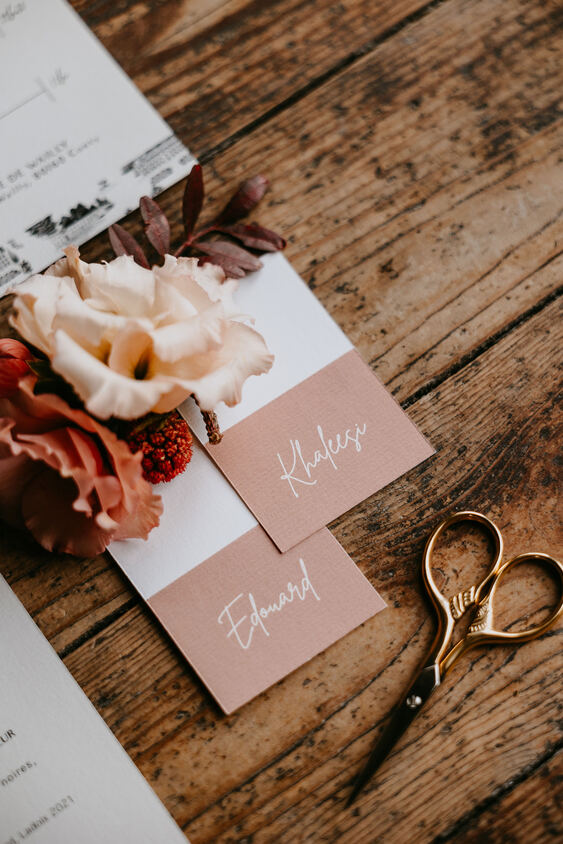 Papeterie de mariage illustr&eacute;e, photo de r&eacute;alisation