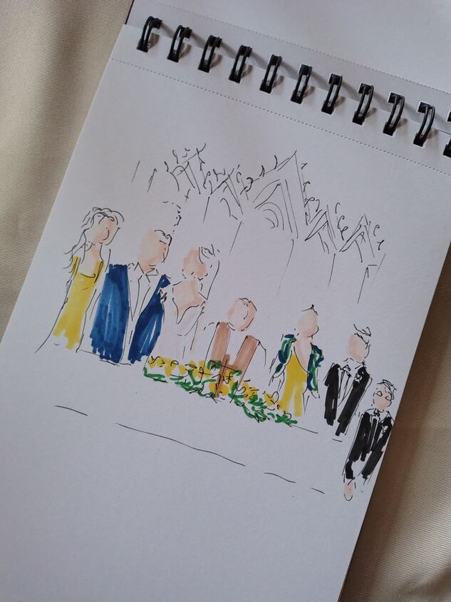 Papeterie de mariage illustr&eacute;e, photo de r&eacute;alisation