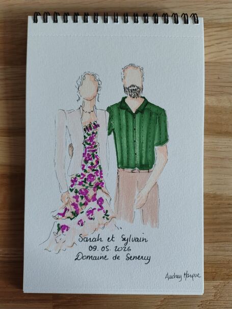 Portrait live sketching r&eacute;alis&eacute; lors d&rsquo;un mariage