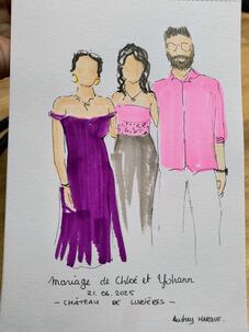 Portrait live sketching r&eacute;alis&eacute; lors d&rsquo;un mariage