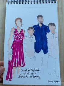 Portrait live sketching r&eacute;alis&eacute; lors d&rsquo;un mariage