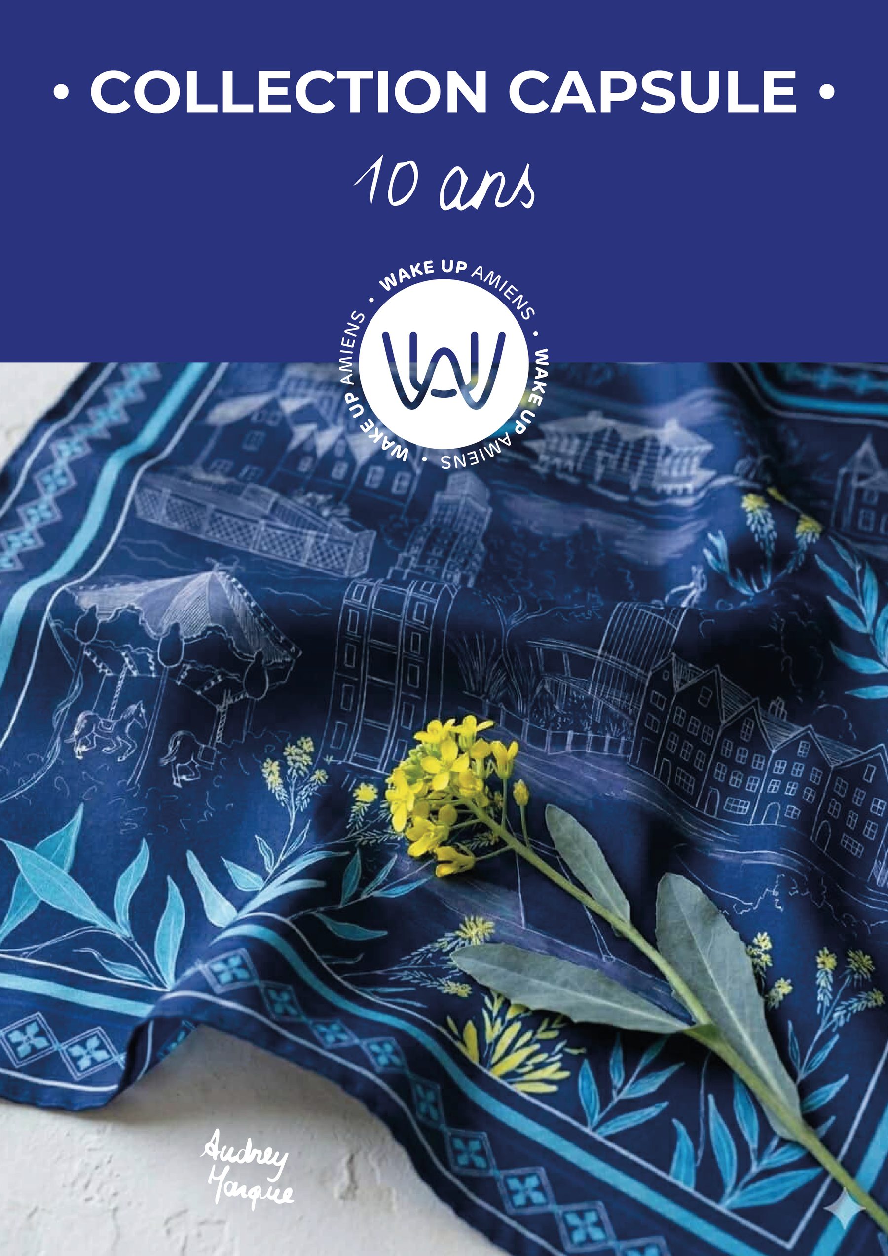 Collection capsule anniversaire d'entreprise, foulard illustré sur-mesure